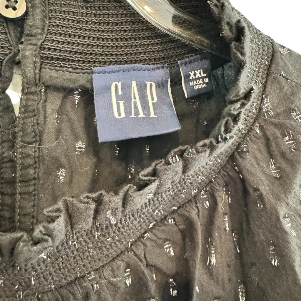 GAP Mockneck Metallic Mini Dress Tiered Smocked Neck Size XXL - Image 4