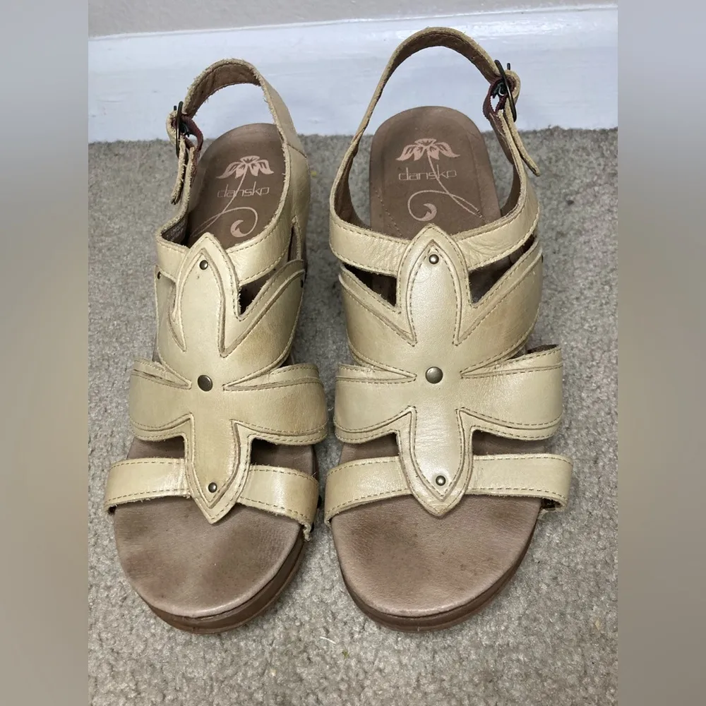 Dansko Nina Leather Strappy Heeled Sandals Size 41 European US 10 Tan - Image 4