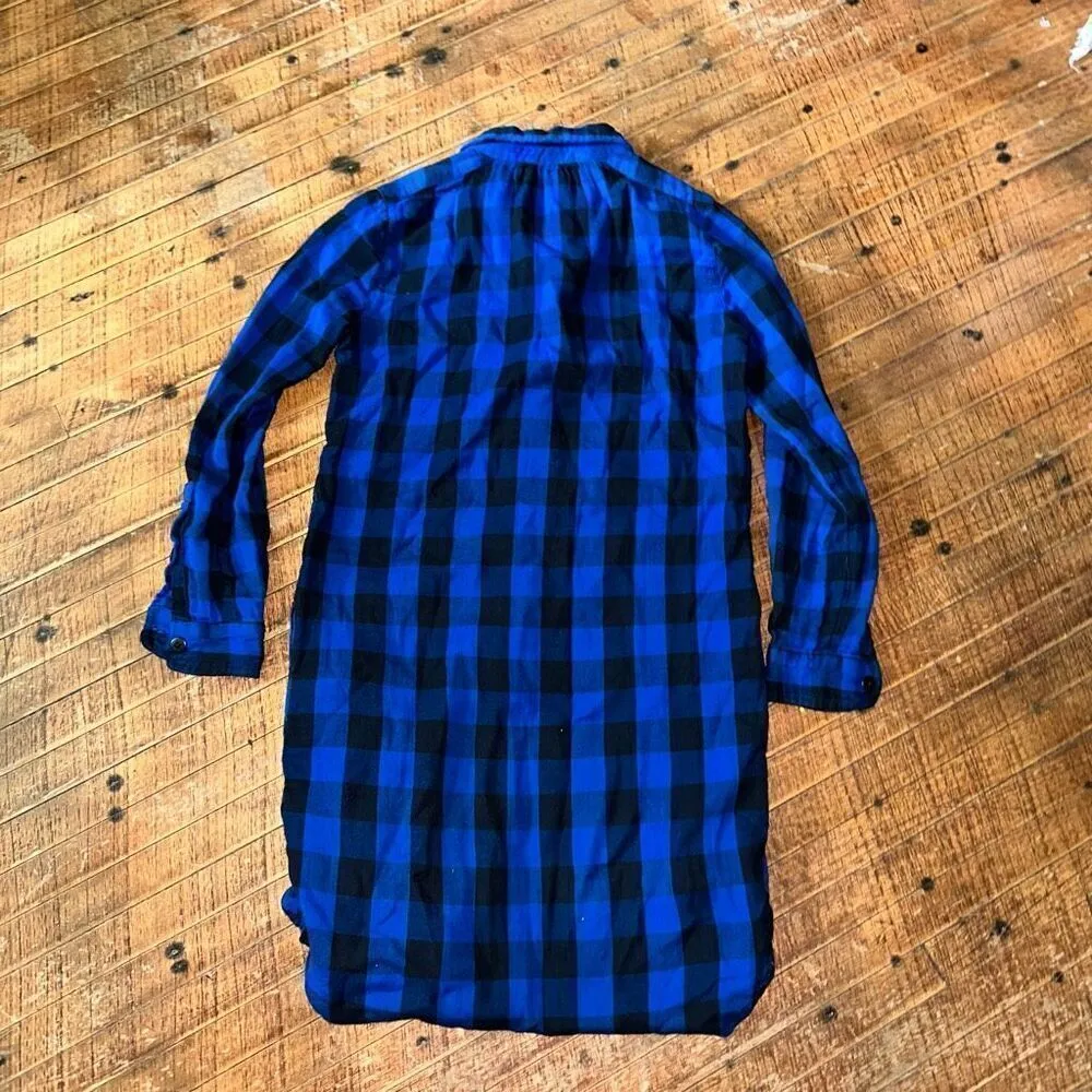 Madewell Jane blue & black buffalo check XXS shirt dress - Image 6