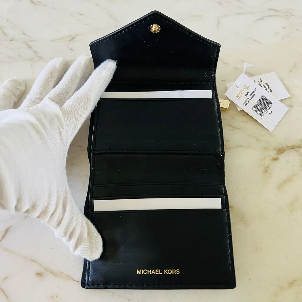 MICHAEL KORS Mott Brown Multi Leather Medium Slim Envelope Tri-Fold Card Wallet - Image 7