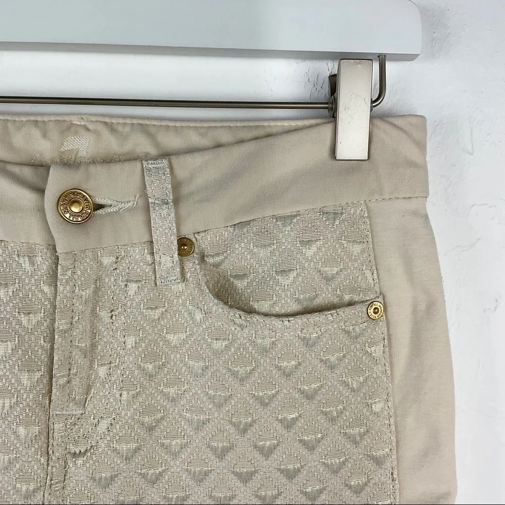 7 For All Mankind Gwenevere Cream Gold Skinny Jeans 26 - Image 4