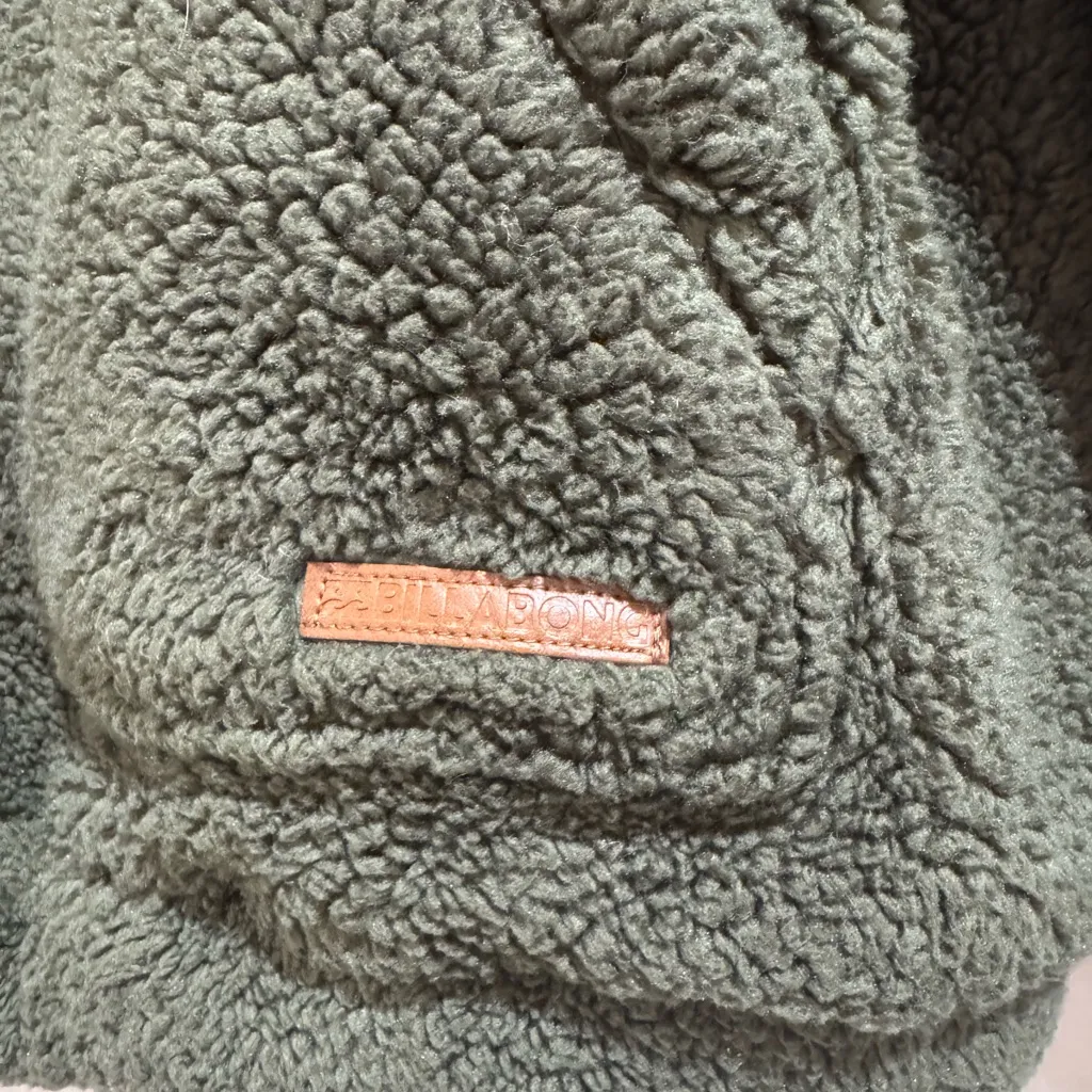 Billabong Cozy Olive Green Sherpa Hoodie - Image 2