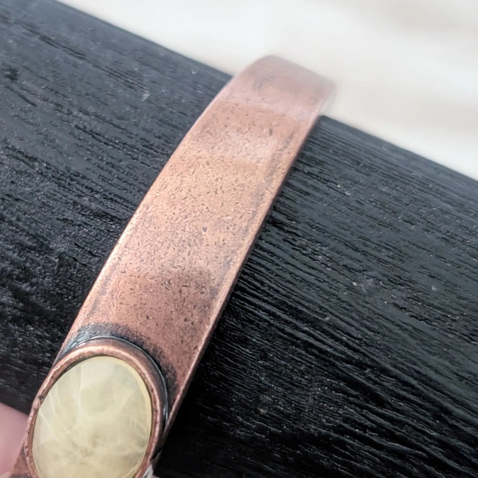 Copper? Cuff Bracelet with Pale Yellow Gems - Image 7