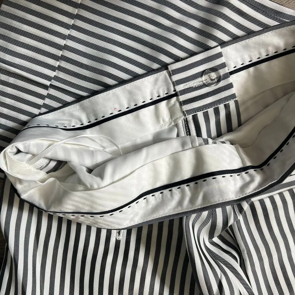 NWOT Pants Womens Black White Striped Wide Leg Straight - Image 2
