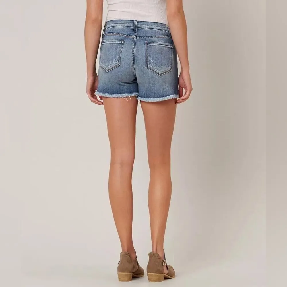 KanCan Bke Mid Rise Stretch Distressed Rips Cutoff Denim Jean Shorts womens 25 Blue - Image 9