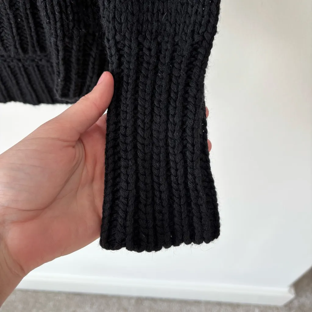 Ann Taylor Black Chunky Knit Wool Blend Sweater Relaxed Fit Warm Ribbed - Image 3