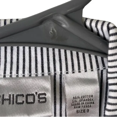 Chicos Size‎ 3 Large Stripped Button Up Cotton Jacket - Image 5