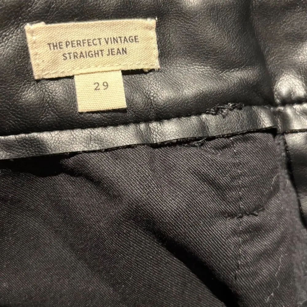 Madewell Womens Faux Leather High-Rise Vintage Straight Pants Size 29 Black - Image 6