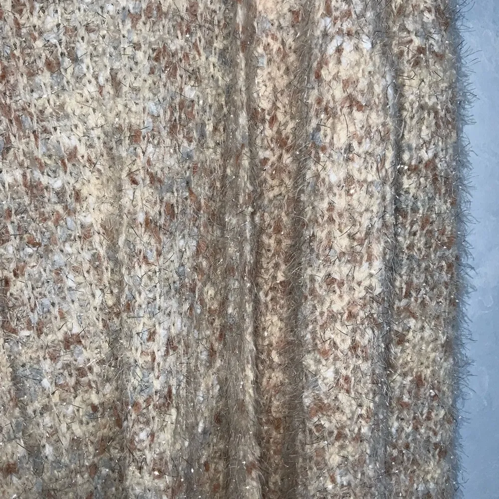 Maurice’s Cream Soft Fuzzy With Silver Metallic Shimmer Cardigan Sweater Medium - Image 3