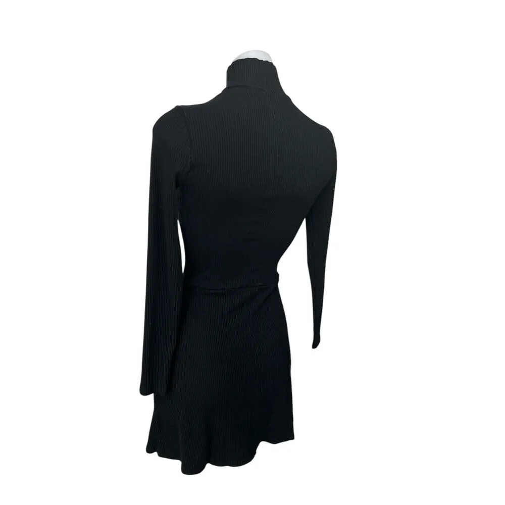 Reformation Maya Black Knit Long Sleeve Turtleneck A Line Mini Dress Size S - Image 6