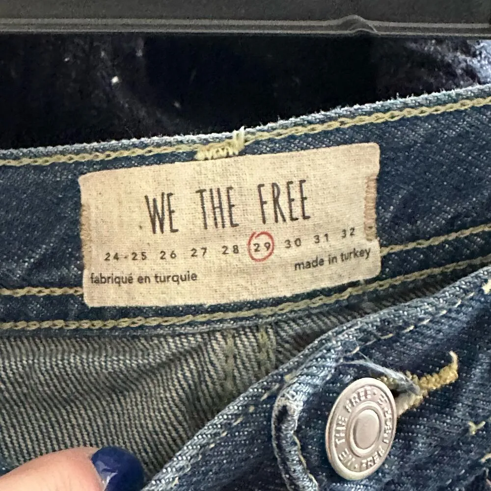 We The Free Distressed Cropped Denim Frayed Hem Jeans Blue Size 29 - Image 2