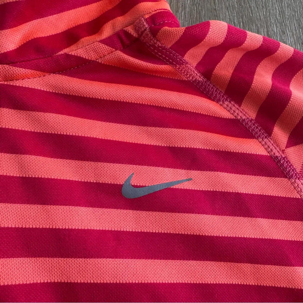 Nike Striped Pink and Red Quarter-Zip Pullover - Image 4