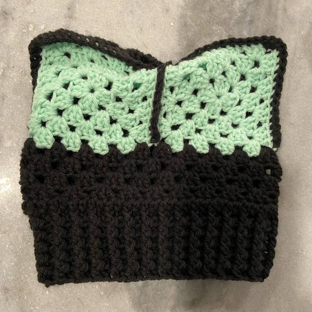 Handmade Crochet Cat Animal Ear Beanie Hat Cozy Ribbed Brim Stretch Winter Hat - Image 3