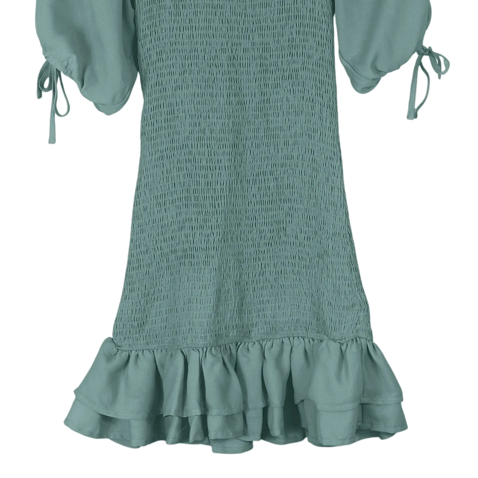 A Love Like You Dress Womens S Green Smocked Puff Sleeve Ruffle Cottagecore - Image 3