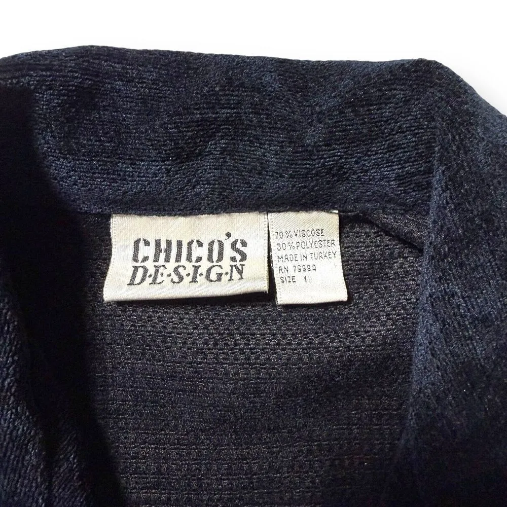 Vintage Chico's Design Jacket Size 1 (M) NWOT Velvet Navy 90s Aztec Tribal Print - Image 4