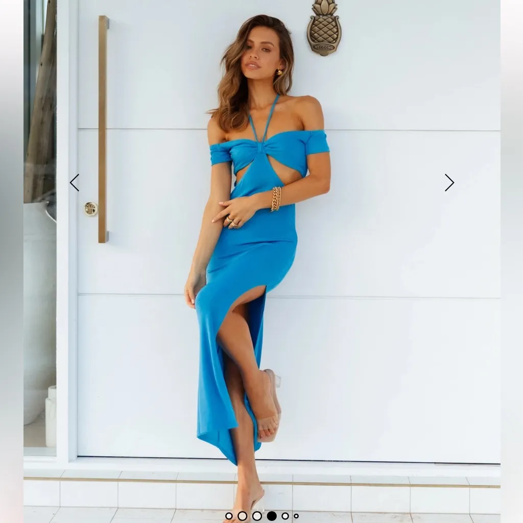 Hello Molly Popular Girl Maxi Dress Blue slinky S 4 - Image 3