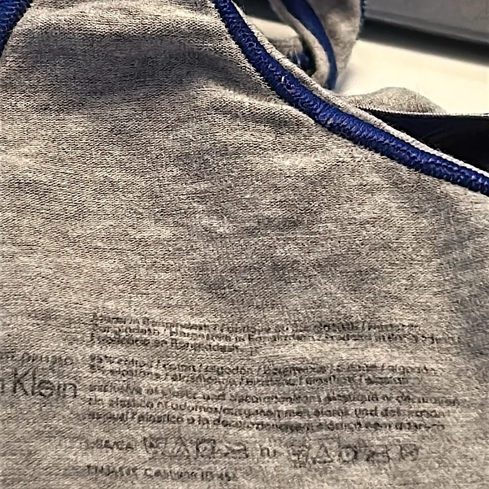 Calvin Klein heather gray blue trim racer back unlined bralette with logo band - Image 7