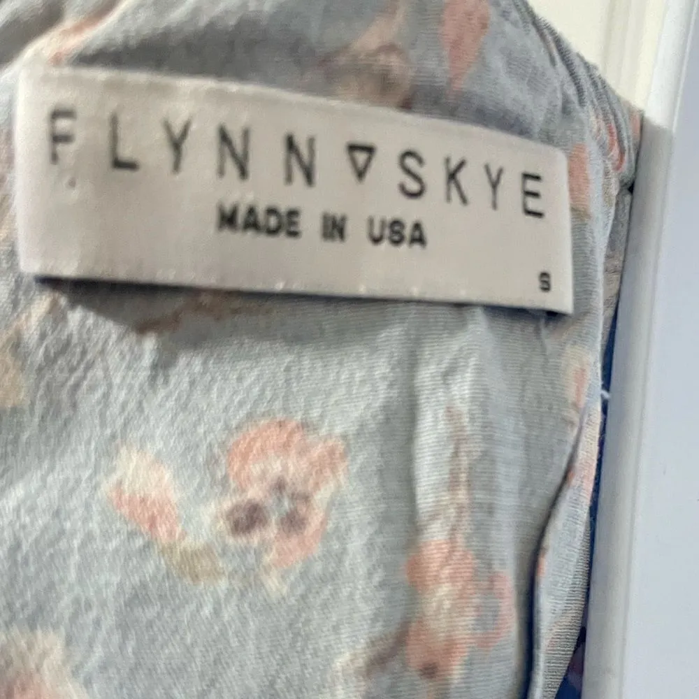 Flynn‎ Skye Fiona Falling Flora Blue / Pink Midi Dress Size Small - Image 4