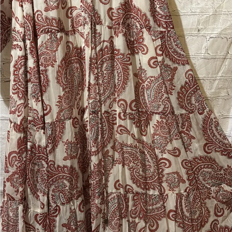 ANTROPOLOGY Dress Allaire Maxi Flowy Dress, Brown Red & Cream - Image 7