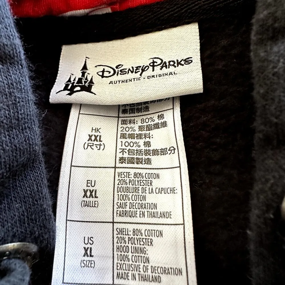 Disney Parks Minnie Mouse Zip Up Hoodie Jacket Polka Dots Lined Cotton Black XL - Image 3