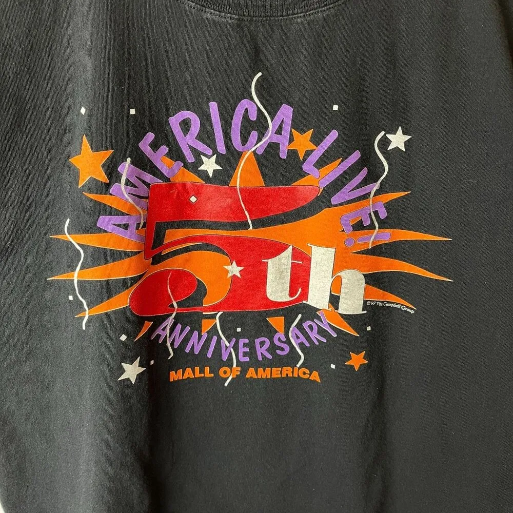 1997 Vintage 90s Mall of America T Shirt Black Large L Celebration Graphic Tee - Image 5