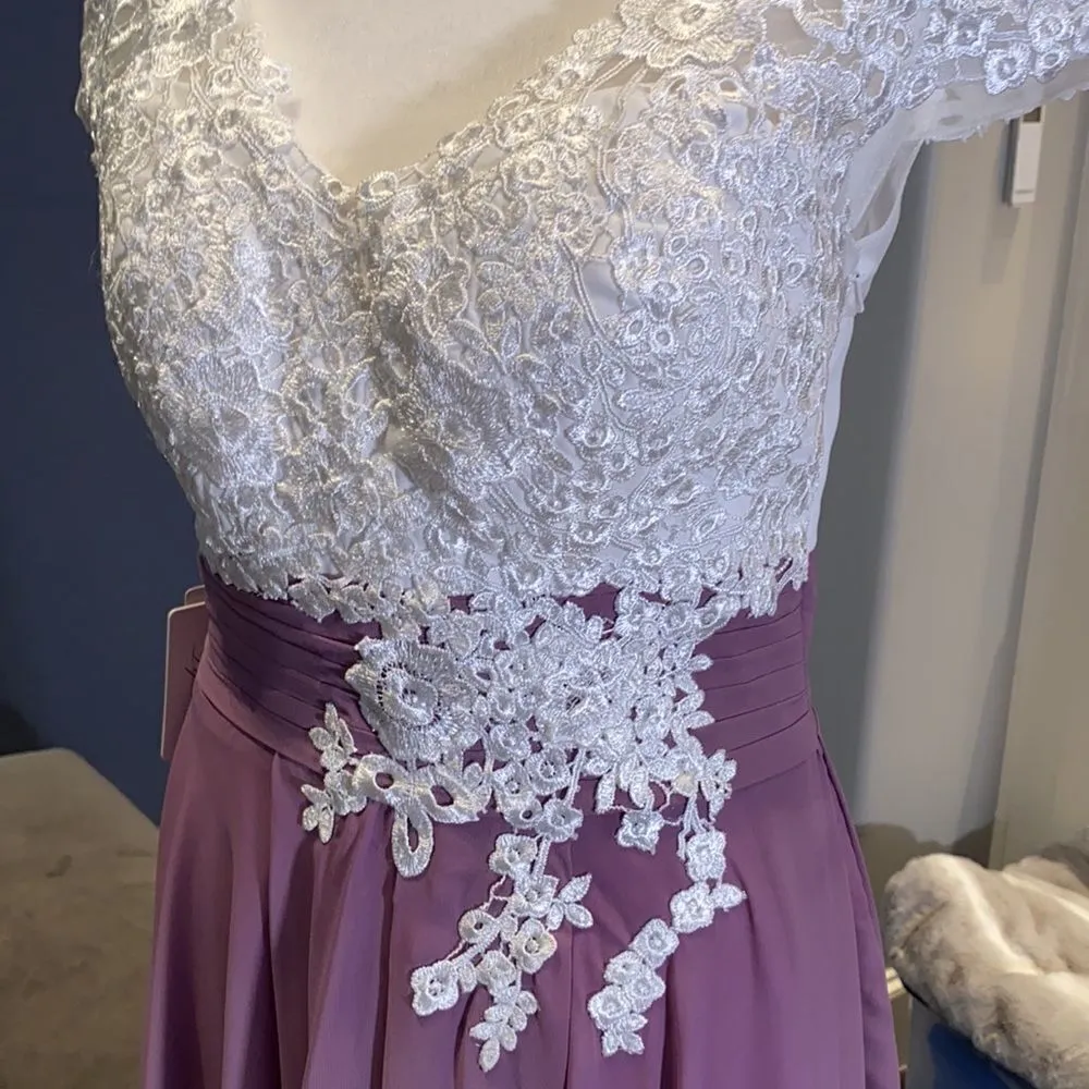 Women’s Ivory Lace Top Chiffon V - Image 8