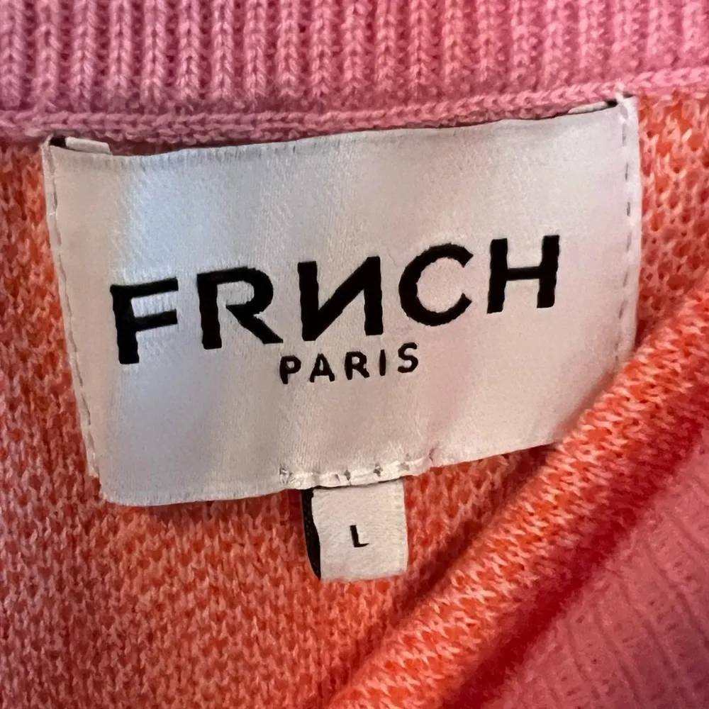 FRNCH Paris Knit Colorblock Striped Tank Top Orange Pink Size L Cotton Retro 70s - Image 5