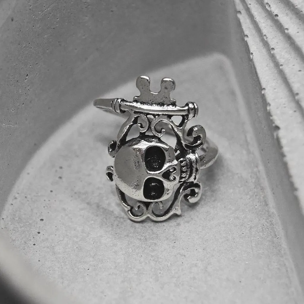 Silver Skull Key Ring with Black Eyes - Image 2