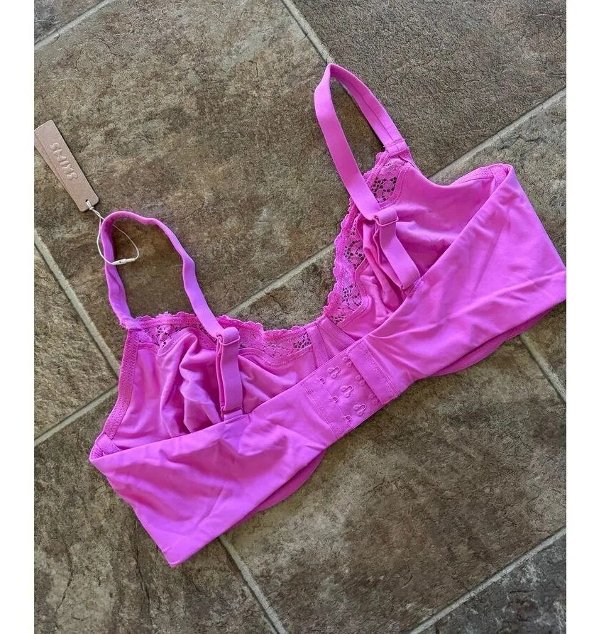 Skims Fits Everybody Lace Underwire Bra Neon Orchid Size 40DD - Image 8