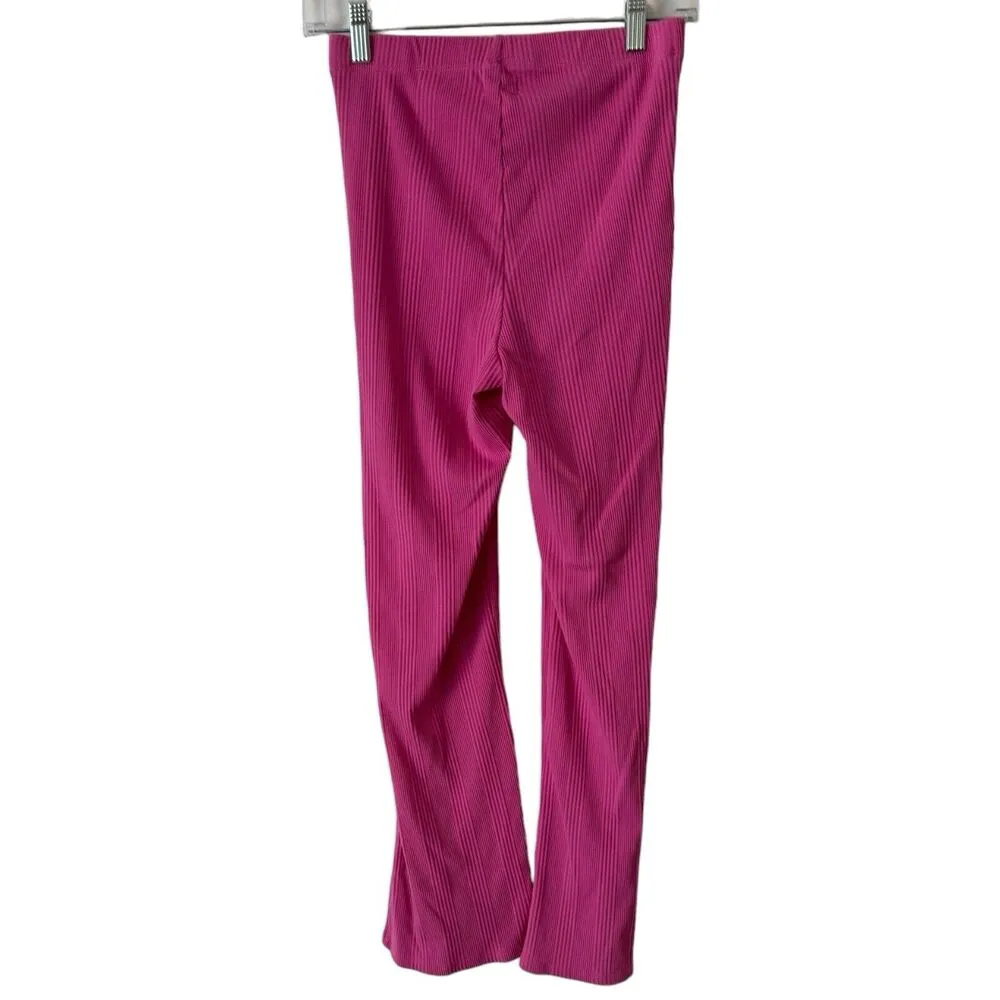 Aerie Barbie Pink Ribbed High Waisted Flare Leg Loungewear Sweatpants Size XS - Image 2
