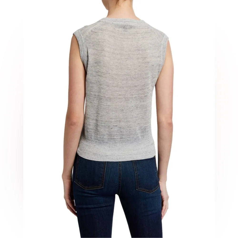 Veronica Beard Kellen Crewneck Cap-Sleeve Knit Twist Front Sweater, Size L $250 - Image 11