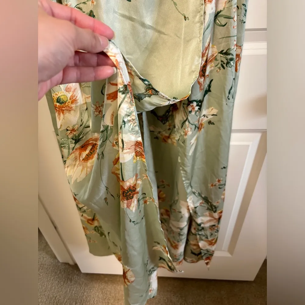 Sweet Lemon Dress Women's Small Sage Floral Sweet Visionaries Halter Open Back Green - Image 3