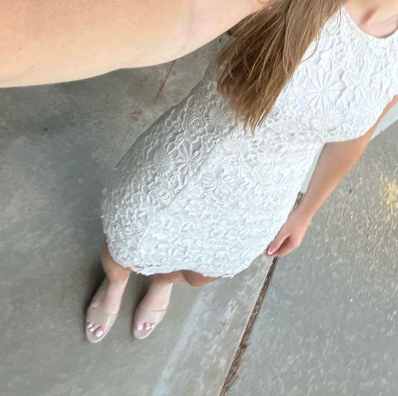 White Lulus Graduation Dress Lace Open Back - Image 4