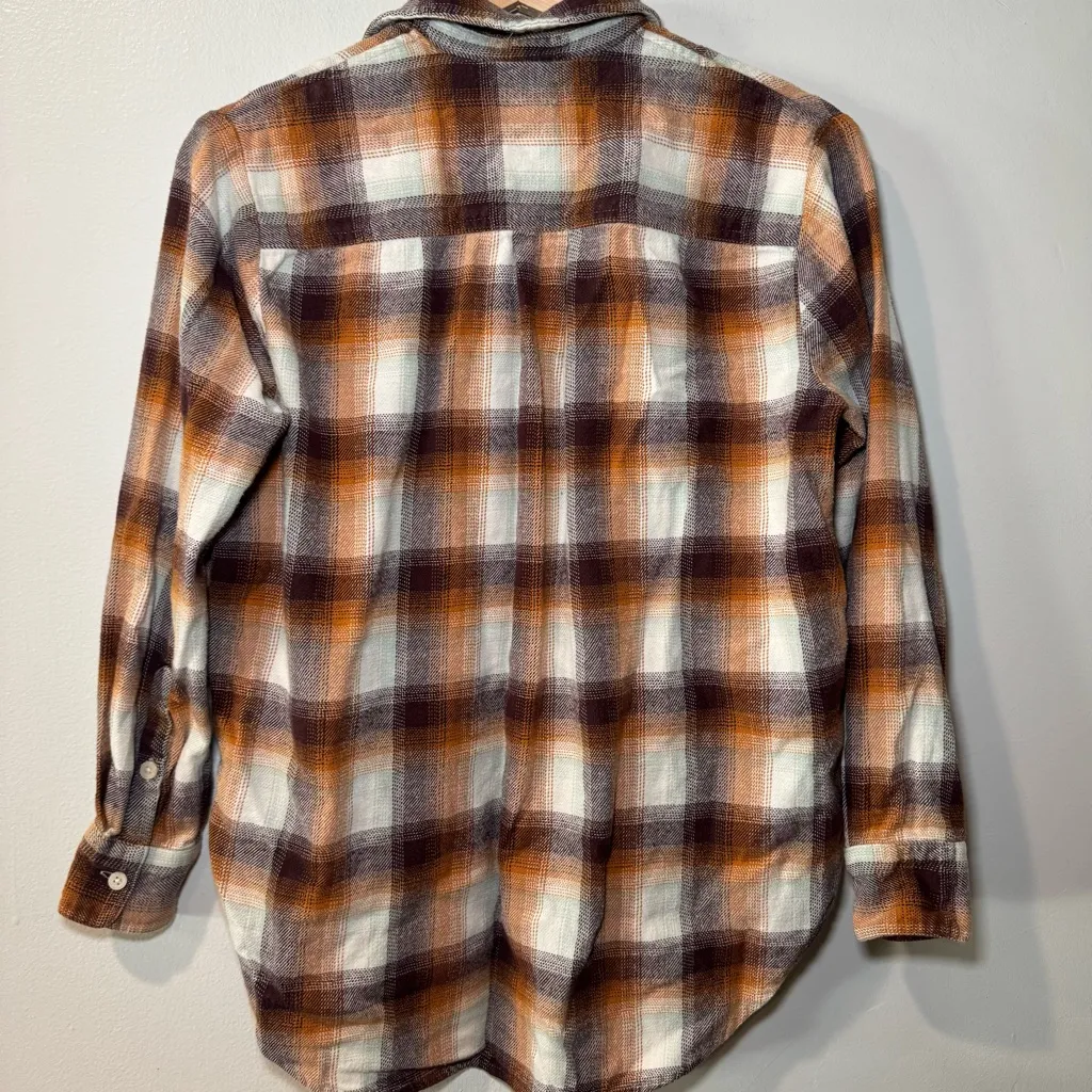 Madewell Shirt Women XS Flannel Side Button Oversized Ex-Boyfriend Bickett Plaid - Image 5