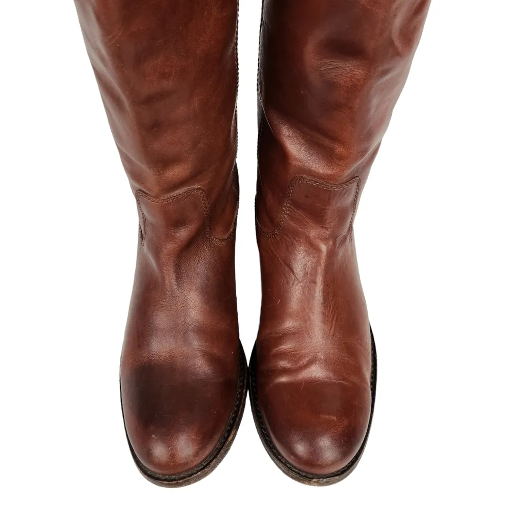 Frye Melissa Button Cognac Brown Leather Riding Boots Size 7 - Image 8