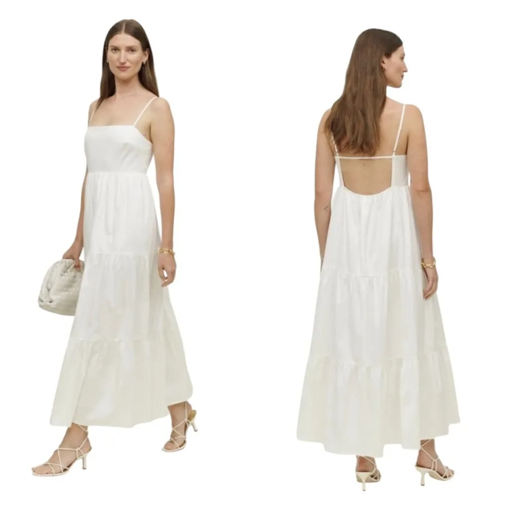 NWT Reformation East White Organic Cotton Tiered Midi Dress Size L - Image 16