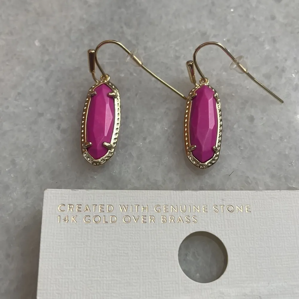 Kendra Scott Eleanor Small Drop Earrings Magenta Gold genuine stone Jewelry New - Image 4