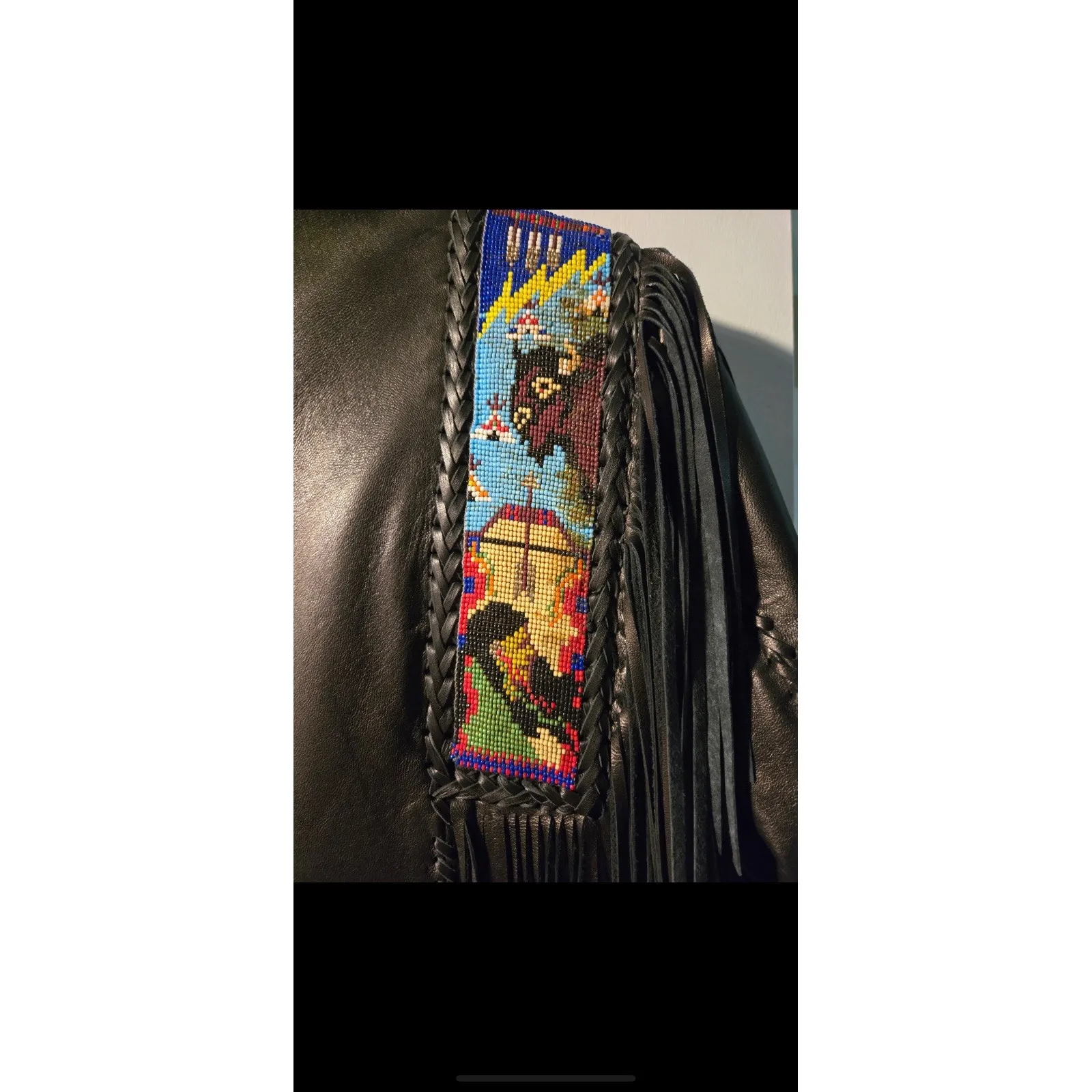 Overland leather jacket blazer lambskin Beaded $1300 Unisex 42 Made In USA Black Size L - Image 4