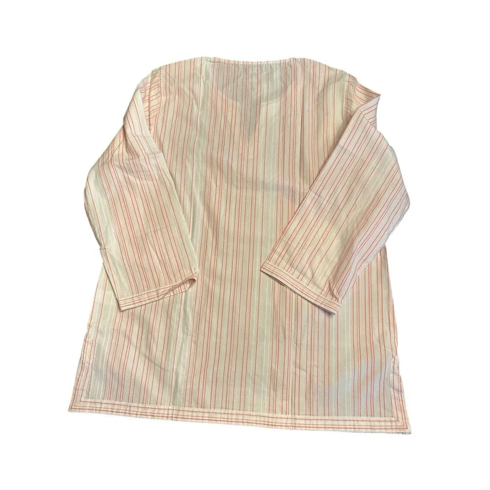 Untuckit Women's Durfort White Pink Pinstripe Tunic Popover 3/4 Sleeve Sz 12 NWT - Image 2