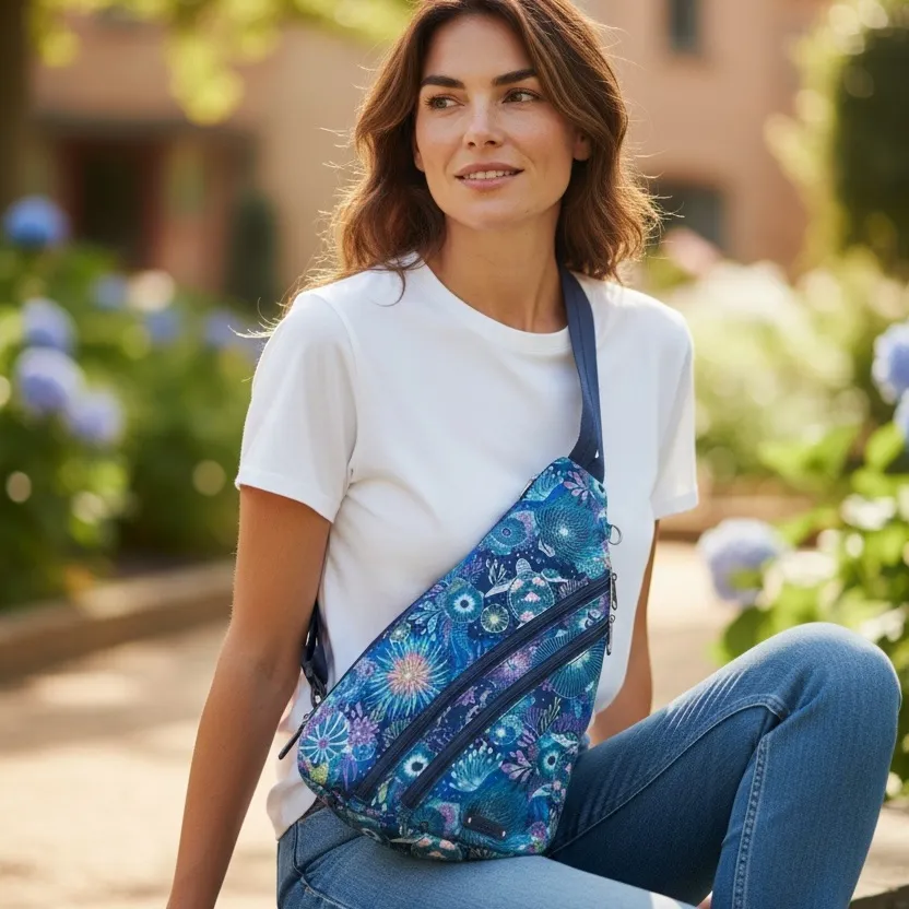 Sakroots Blue Floral Sling Backpack - Image 3