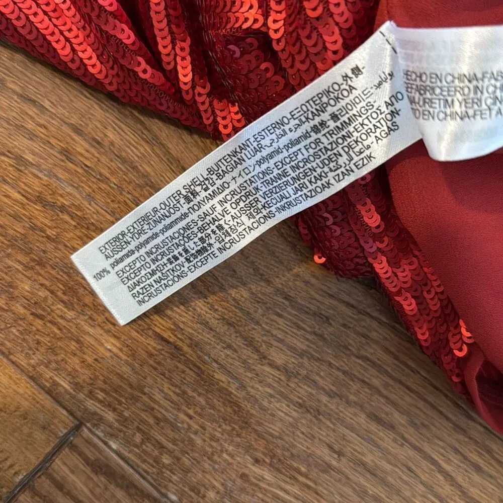 Zara NWT red sequin slip mini dress size small - Image 12