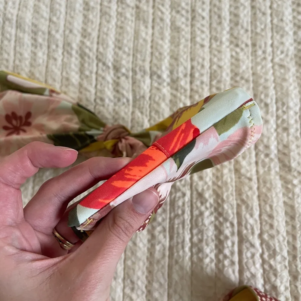 colorful floral bikini set bandeau top size XL cheeky bottoms size L - Image 6