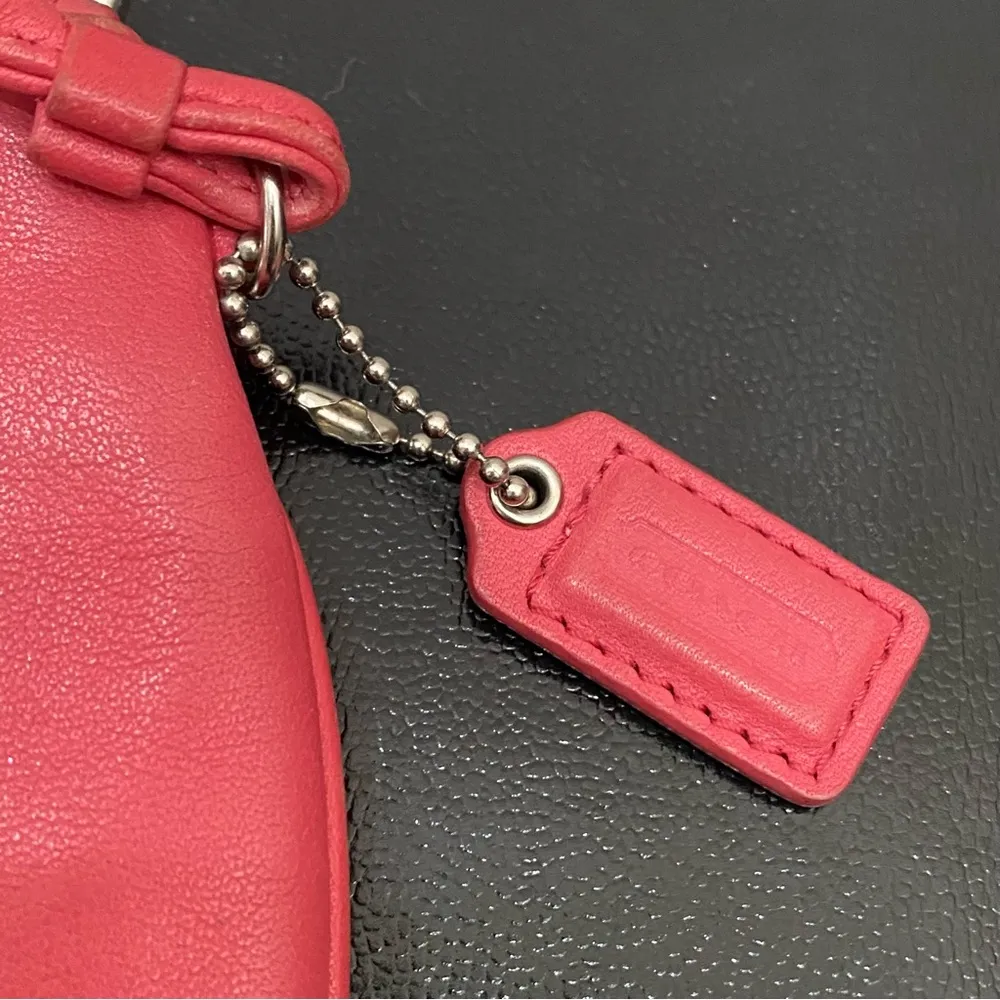 COACH F-42389 Reddish Pink Pebbled Leather Small Wristlet - Image 5
