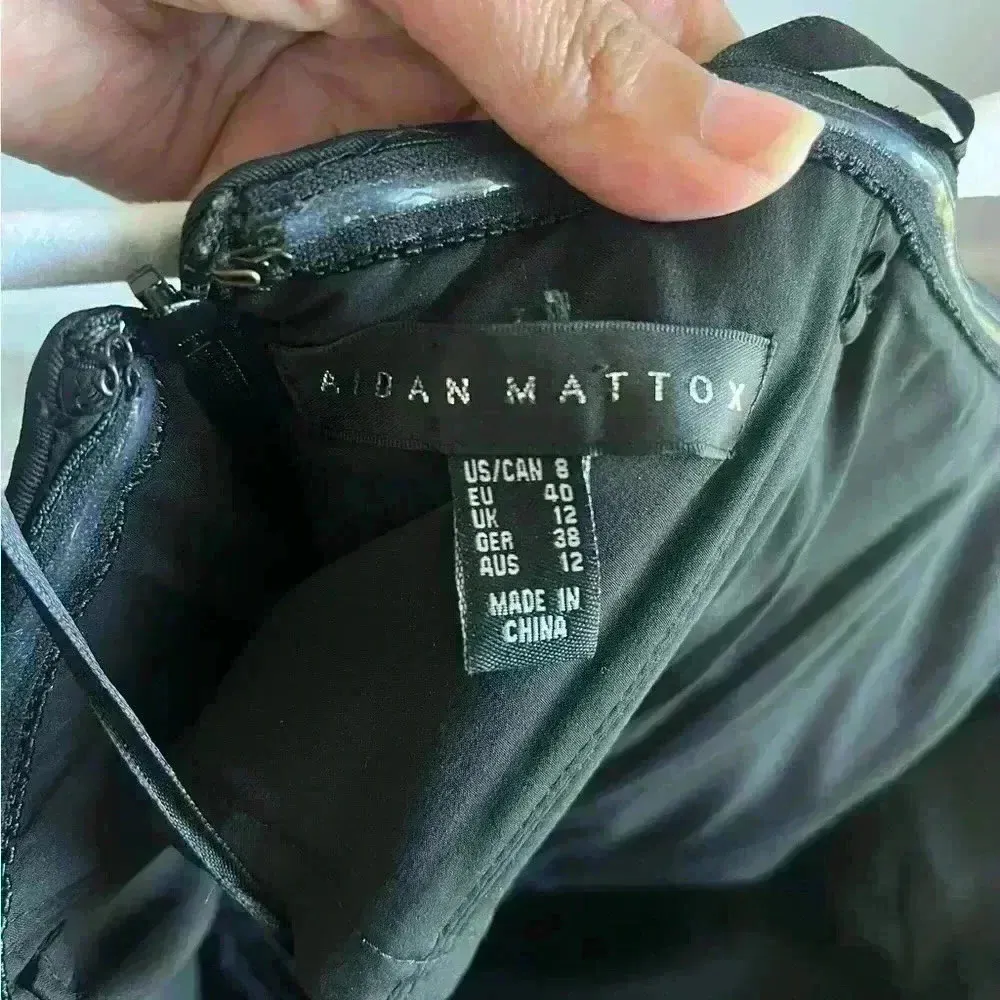 Aidan Mattox Women's Organza Black Sheer Illusion Lined‎ Gown Dress Size 8 - Image 7