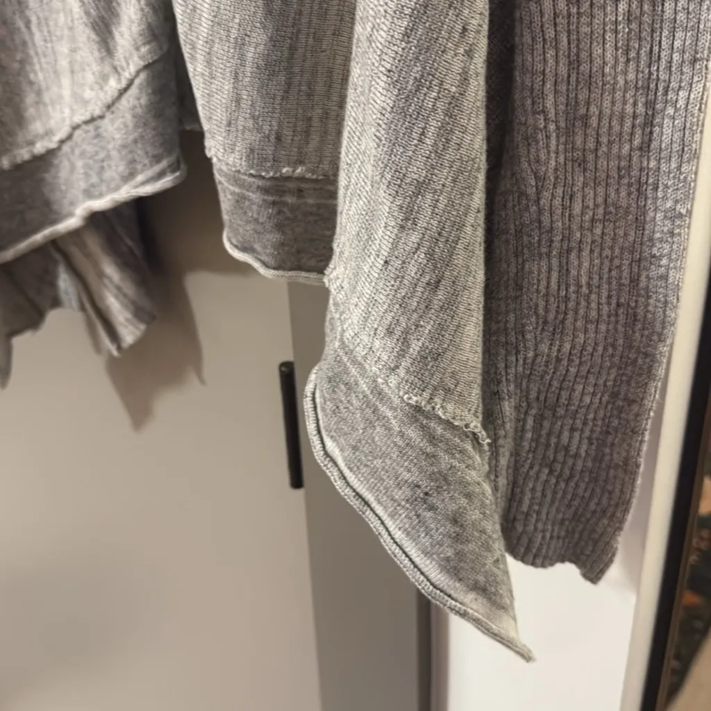 Free People Never Again Hook & Eye Cardigan Sweater Gray Cotton Linen Small - Image 7