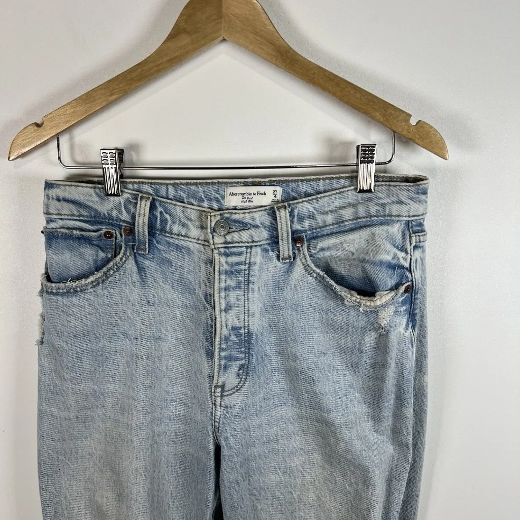 Abercrombie & fitch the dad high rise jeans Women's 27x30 Distressed‎ Grunge - Image 3