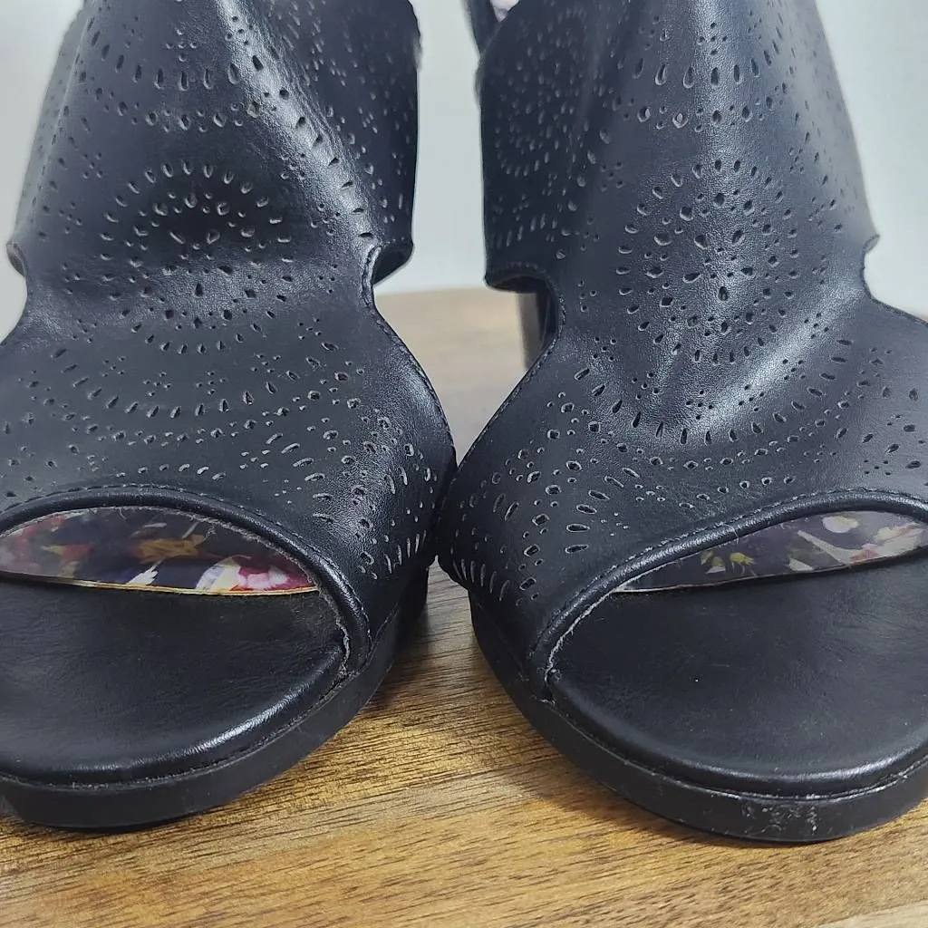 Christian LaCroix Black Block Heel Bootie Perforated Accent Size 8 Women's Heels - Image 2
