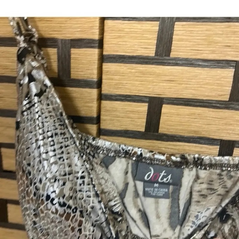 Dots Metallic Snake Print Maxi Dress Size Medium Silver - Image 8