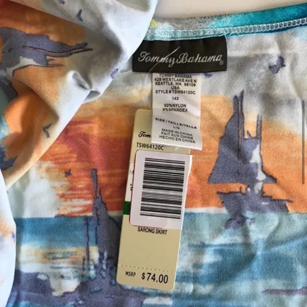 Tequila Sunrise Island Wrapped Swim Skirt Coverup L NWT - Image 3