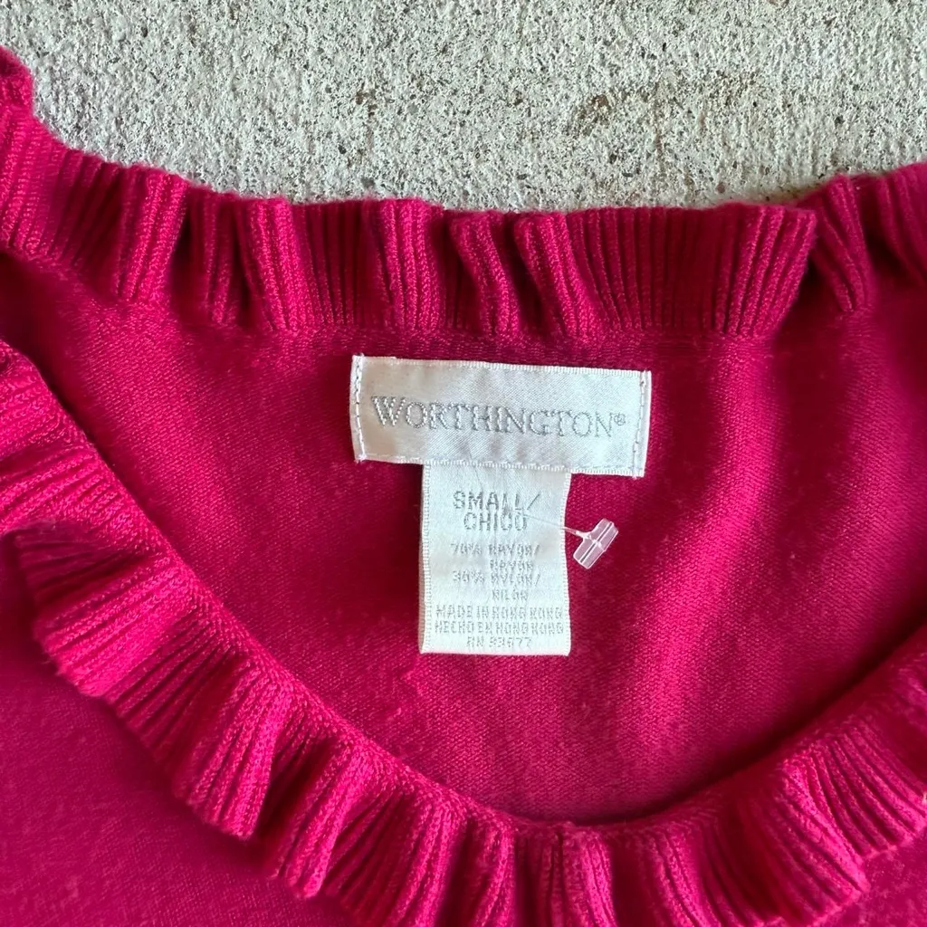 Worthington Fuchsia Ruffled Neck Sweater - Image 2